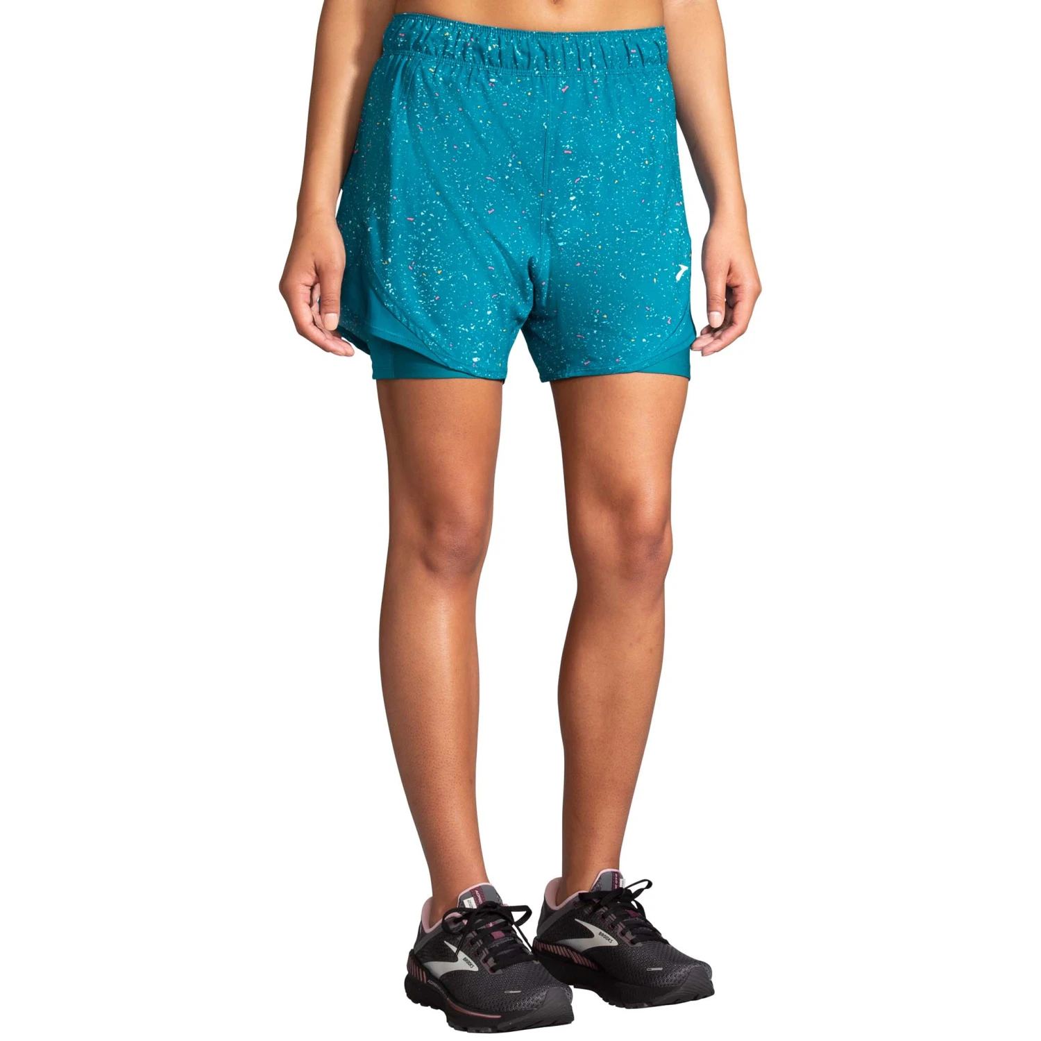 Brooks | Women's Chaser 5" 2-in-1 Short - Lagoon Speckle Print 3 Brooks | Women's Chaser 5" 2-in-1 Short - Lagoon Speckle Print