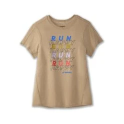 Brooks | Women's Distance Graphic Short Sleeve Tee - Heather Oatmeal