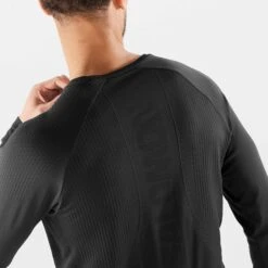 Salomon | Men's Sense Aero Long Sleeve Tee - Deep Black 8 Salomon | Men's Sense Aero Long Sleeve Tee - Deep Black -Run4It Shop LC1878100 M Salomon SenseLSTee neck