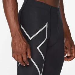 2XU | Men's Aero Vent Compression Tights -Run4It Shop MA6529bBLKSRF M 2xu aeroventcomptight front